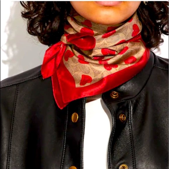 Coach 100% silk bandana hearts print